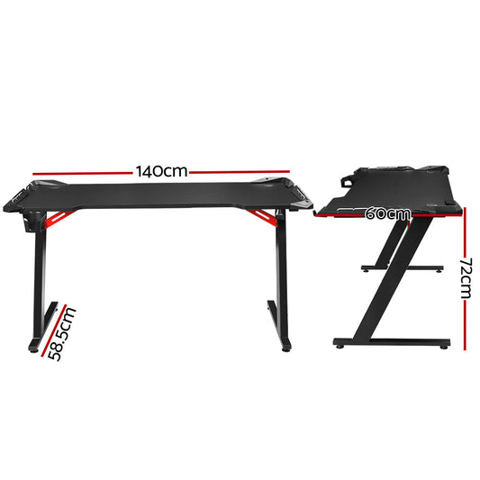 NNEDSZ Artiss Gaming Desk Computer Desks LED Light 140CM